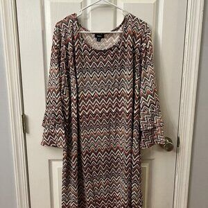 Tacera Orange/ Black/‎ White/ Tan Stretch Dress Size 3x
